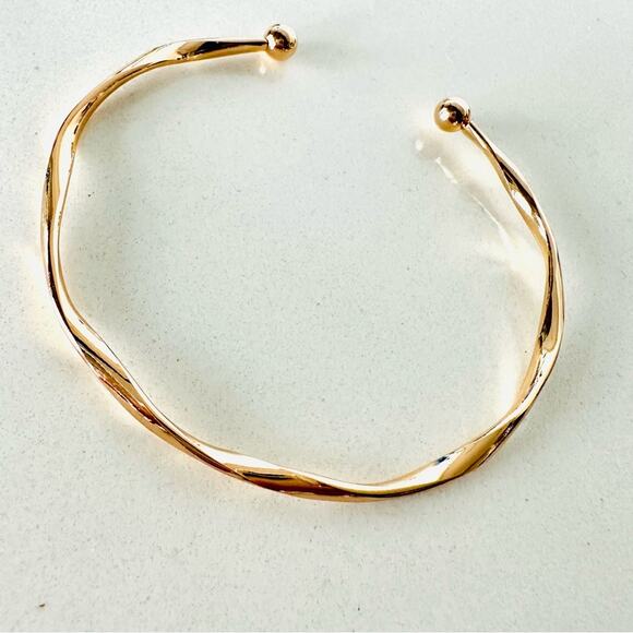 NEW NORDSTROM REVOLVE Gold Ball Slim Band Twisted Bracelet Bangle Cuff Jewelry - Picture 6 of 12